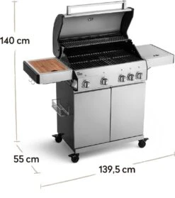 Burnhard Gas BBQ Big FRED Deluxe - 4 Branders - Incl. Keramische Infraroodbrander & Afdekhoes - Deluxe -Home Keuken Winkel 1063x1200 3