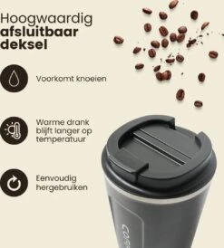 LaCardia Koffiebeker To Go Premium Zwart – Thermosbeker – Theebeker – 380ML – Herbruikbaar -Home Keuken Winkel 1081x1200