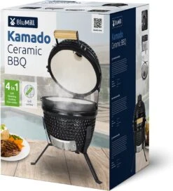 BluMill Kamado BBQ Egg - Kamado 13 Inch - Incl. Vlees Thermometer - Houtskoolbarbecues - Zwart - Ø 27cm -Home Keuken Winkel 1090x1200