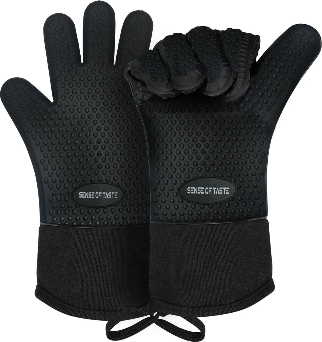 Sense Of Taste Ovenwanten - 2 Stuks - Ovenhandschoenen - Hittebestendig - 230°C - Siliconen - Zwart - Koken - Extra Lang 3 Sense Of Taste Ovenwanten - 2 Stuks - Ovenhandschoenen - Hittebestendig - 230°C - Siliconen - Zwart - Koken - Extra Lang