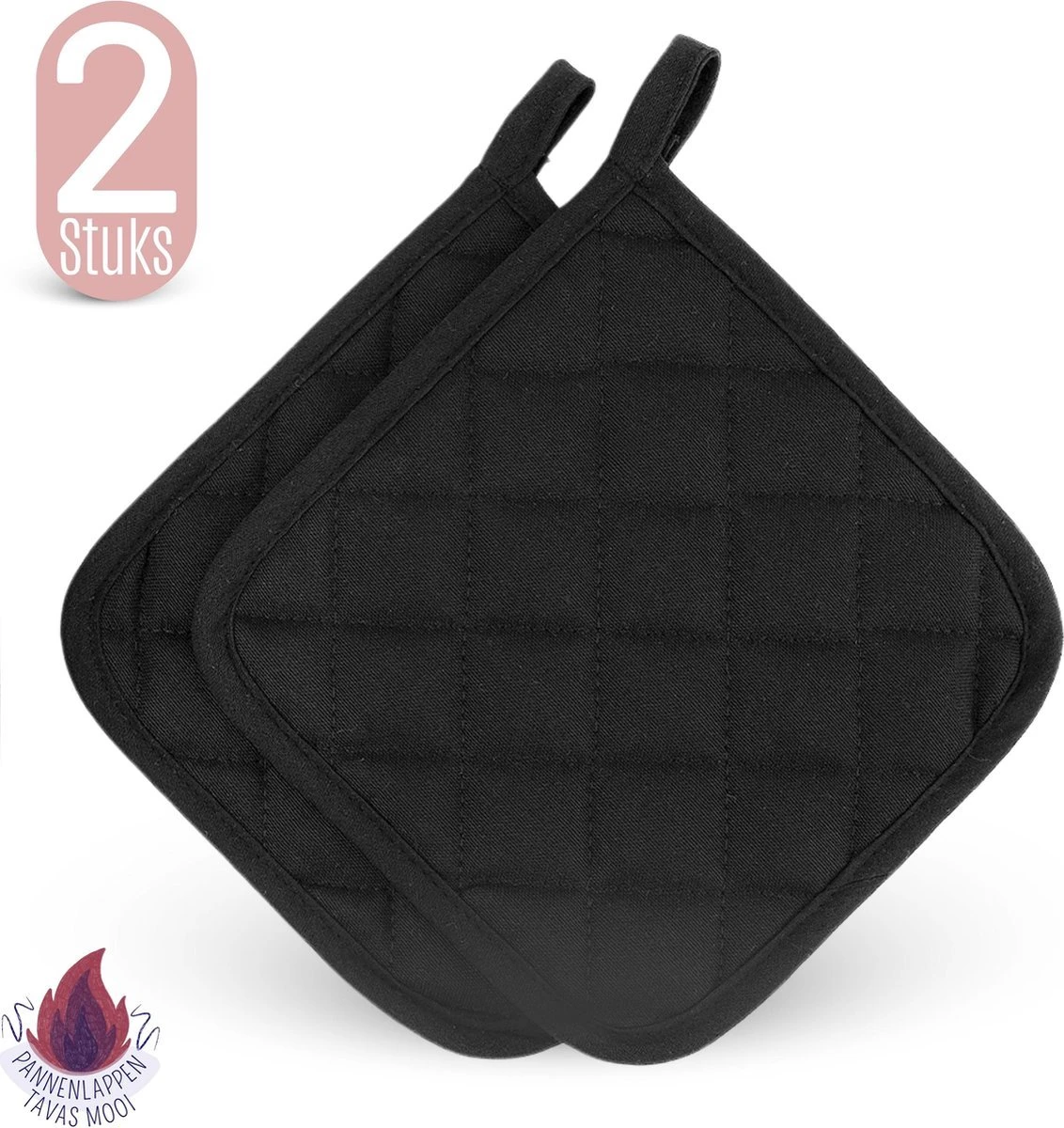 Merkloos Tavas Dream Hittebestendige Pannenlappen | 2 Stuks | Katoen, Thermolite | Tot 220°C | Zwart 3 Merkloos Tavas Dream Hittebestendige Pannenlappen | 2 Stuks | Katoen, Thermolite | Tot 220°C | Zwart