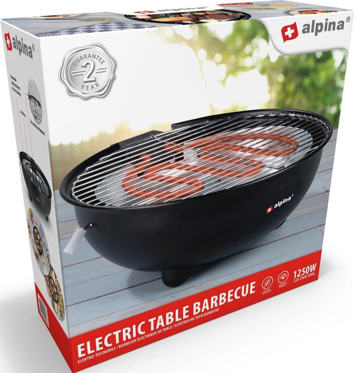 Alpina Elektrische BBQ - Tafel-Barbecue - Geen Rook - Binnen Barbecueën - 1250W - Ø 30 Cm - Zwart 11 Alpina Elektrische BBQ - Tafel-Barbecue - Geen Rook - Binnen Barbecueën - 1250W - Ø 30 Cm - Zwart - Afbeelding 9