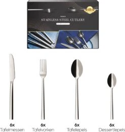 Nevana Bestekset - 24 Delig - 18/10 Edelstaal - Bestek - Lepels, Messen, Vorken -Home Keuken Winkel 1137x1200 3