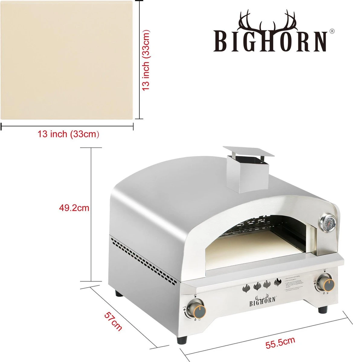 Bighorn Outdoor Edelstaal Gas Pizza Oven - Draagbare Gas Barbecue - Edelstaal -Model SRGG20001 9 Bighorn Outdoor Edelstaal Gas Pizza Oven - Draagbare Gas Barbecue - Edelstaal -Model SRGG20001 - Afbeelding 7