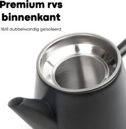 Vatten® - Premium RVS Theepot - Incl. RVS Theefilter - 1L - Zwart - Dubbelwandig -Home Keuken Winkel 1175x1200 1