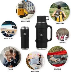 MacGyver RVS Thermoskan 1.5 Ltr – RVS Thermosbeker 0,55 Ltr - Langdurig Warm/koud - Zwart -Home Keuken Winkel 1189x1200 4