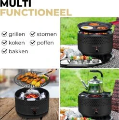 Ozocozy BBQ-ONE Houtskool Tafelbarbecue - Ø30 Cm- Zwart - Incl. Draagtas, Siliconen Bakkwast En RVS-Barbecuetang -Home Keuken Winkel 1193x1200 2