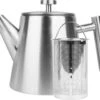 Castagnola Theepot Met Filter – Theekan – Theepot Dubbelwandig – Theepot Roestvrijstaal – Hoogwaardig RVS – 1 Liter – 5 Kopjes Thee – Zilver