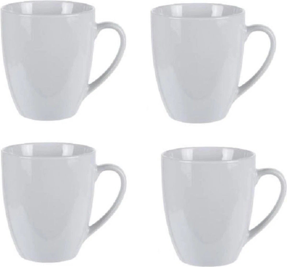 Excellent Houseware Set Van 4x Stuks Bekers/mokken Wit 380 Ml Van Porselein - Melkbekers 4 Excellent Houseware Set Van 4x Stuks Bekers/mokken Wit 380 Ml Van Porselein - Melkbekers - Afbeelding 2