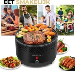 Ozocozy BBQ-ONE Houtskool Tafelbarbecue - Ø30 Cm- Zwart - Incl. Draagtas, Siliconen Bakkwast En RVS-Barbecuetang -Home Keuken Winkel 1200x1133 2