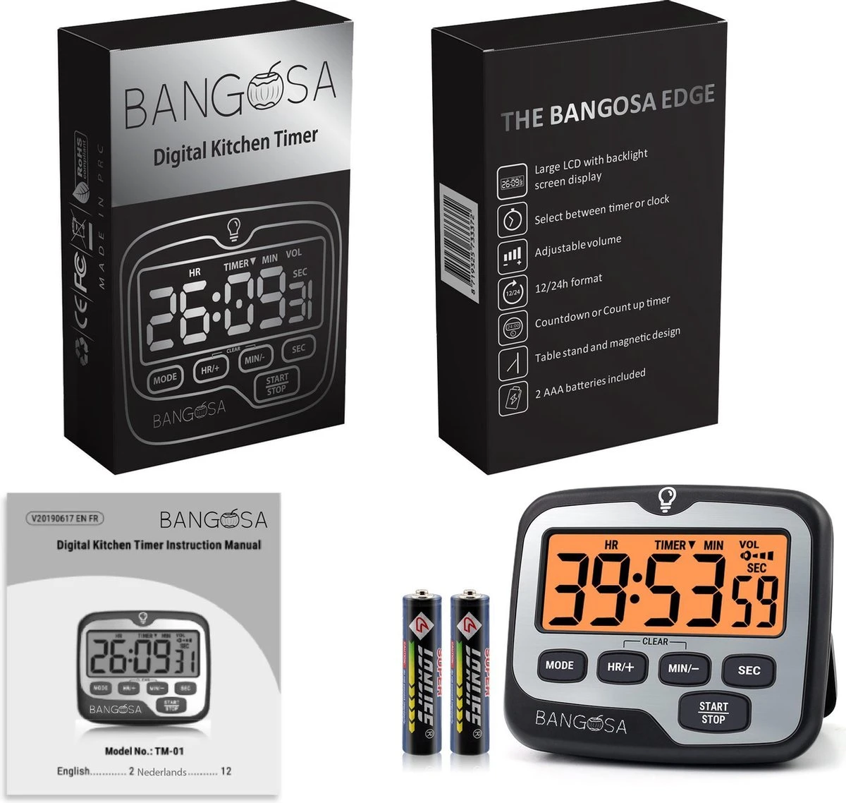 BanGosa® Magnetisch Digitale Kookwekker - Timer - RVS - Keukenwekker Digitaal - Digitale Keuken Timer - Stopwatch Met Magneet 11 BanGosa® Magnetisch Digitale Kookwekker - Timer - RVS - Keukenwekker Digitaal - Digitale Keuken Timer - Stopwatch Met Magneet - Afbeelding 9