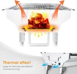 Uten - Houtskoolbarbecue - Opvouwbare Barbecue - Houtskoolbarbecues - Draagbare Camping Barbecue - 430 Roestvrij Staal Grill BBQ - 5-10 Persoon Tuin Buitenfeest - Zilver -Home Keuken Winkel 1200x1152 3