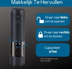 GOV Elektrische Peper- En Zoutmolen Zwart XL Set Oplaadbaar - Pepermolen - Peper En Zoutstel 8 GOV Elektrische Peper- En Zoutmolen Zwart XL Set Oplaadbaar - Pepermolen - Peper En Zoutstel -Home Keuken Winkel 1200x1156 3