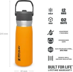 Stanley The IceFlow™ Flip Straw Water Bottle 0,65L - Thermosfles - Saffron -Home Keuken Winkel 1200x1170 3