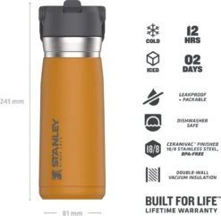 Stanley The IceFlow™ Flip Straw Water Bottle 0,65L - Thermosfles - Saffron -Home Keuken Winkel 1200x1170 4