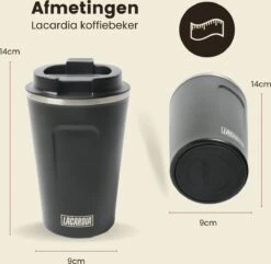 LaCardia Koffiebeker To Go Premium Zwart – Thermosbeker – Theebeker – 380ML – Herbruikbaar -Home Keuken Winkel 1200x1171 3