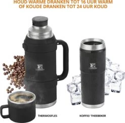 MacGyver RVS Thermoskan 1.5 Ltr – RVS Thermosbeker 0,55 Ltr - Langdurig Warm/koud - Zwart -Home Keuken Winkel 1200x1180 1
