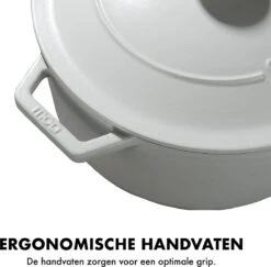MOA Gietijzeren Braadpan - Inhoud 7,2 Liter - 30CM - Rond - Alle Warmtebronnen - Ook Voor Inductie - Gewicht 7,3 Kg - Wit - C30W -Home Keuken Winkel 1200x1181