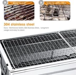 Uten - Houtskoolbarbecue - Opvouwbare Barbecue - Houtskoolbarbecues - Draagbare Camping Barbecue - 430 Roestvrij Staal Grill BBQ - 5-10 Persoon Tuin Buitenfeest - Zilver -Home Keuken Winkel 1200x1184 4