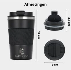 Castagnola Design RVS Koffiebeker To Go - Zwart - 380ml - Thermosbeker - Theebeker -Home Keuken Winkel 1200x1191