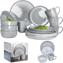 Excellent Serviesset - Servies - 16 Stuks - Aardewerk - Grijs -Home Keuken Winkel 1200x1193 2