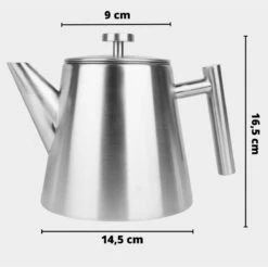 Castagnola Theepot Met Filter – Theekan – Theepot Dubbelwandig – Theepot Roestvrijstaal – Hoogwaardig RVS – 1 Liter – 5 Kopjes Thee – Zilver -Home Keuken Winkel 1200x1195 2