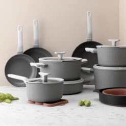 BergHOFF Leo Hapjespan Stone - 28 Cm - Met Glazen Deksel -Home Keuken Winkel 1200x1200 139