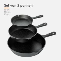 Ocina Gietijzeren Pan – Set Van 3 Stuks – ø25cm, ø19.5cm En ø16cm - Skillet - Koekenpan – Hapjespan – Koekenpan Inductie – Koekenpannenset - Gietijzeren Pan Bbq - Gietijzer - Incl. Receptenboek -Home Keuken Winkel 1200x1200 211