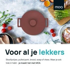 MOA Gietijzeren Braadpan - Inhoud 4,75 Liter - 26CM - Rond - Alle Warmtebronnen - Ook Voor Inductie - Gewicht 5,8 Kg - Bordeaux Rood - MC26BR -Home Keuken Winkel 1200x1200 346