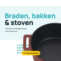 MOA Gietijzeren Braadpan - Inhoud 4,75 Liter - 26CM - Rond - Alle Warmtebronnen - Ook Voor Inductie - Gewicht 5,8 Kg - Bordeaux Rood - MC26BR -Home Keuken Winkel 1200x1200 347