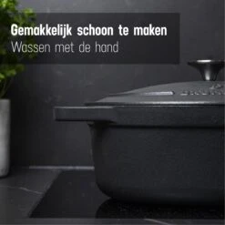 Gietijzeren Braadpan - Sudderpan Zwart Van Daumonet - Ovaal - Ø 29 Cm - 3 Liter - 100% PFAS & PFOA Vrij - Emaille - Geschikt Voor Alle Warmtebronnen - Elektrisch - Gas - Halogeen - Inductie - Keramisch - Vaatwasserbestendig -Home Keuken Winkel 1200x1200 361