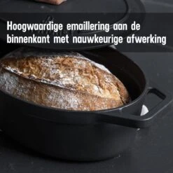 Gietijzeren Braadpan - Sudderpan Zwart Van Daumonet - Ovaal - Ø 29 Cm - 3 Liter - 100% PFAS & PFOA Vrij - Emaille - Geschikt Voor Alle Warmtebronnen - Elektrisch - Gas - Halogeen - Inductie - Keramisch - Vaatwasserbestendig -Home Keuken Winkel 1200x1200 364