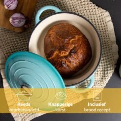 Chefarone Gietijzeren Pan - Braadpan Inclusief Deksel - Geschikt Voor Alle Warmtebronnen - Geëmailleerd Blauw -Home Keuken Winkel 1200x1200 370