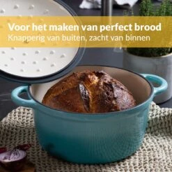 Chefarone Gietijzeren Pan - Braadpan Inclusief Deksel - Geschikt Voor Alle Warmtebronnen - Geëmailleerd Blauw -Home Keuken Winkel 1200x1200 372
