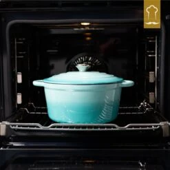 Chefarone Gietijzeren Pan - Braadpan Inclusief Deksel - Geschikt Voor Alle Warmtebronnen - Geëmailleerd Blauw -Home Keuken Winkel 1200x1200 375