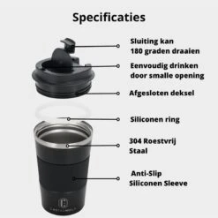 Castagnola Design RVS Koffiebeker To Go - Zwart - 380ml - Thermosbeker - Theebeker -Home Keuken Winkel 1200x1200 425