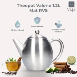 Vaja Valerie - Theepot Met Filter - Dubbelwandig - RVS - 1.2L 28 Vaja Valerie - Theepot Met Filter - Dubbelwandig - RVS - 1.2L -Home Keuken Winkel 1200x1200 540