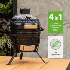 BluMill Kamado BBQ Egg - Kamado 13 Inch - Incl. Vlees Thermometer - Houtskoolbarbecues - Zwart - Ø 27cm -Home Keuken Winkel 1200x1200 646