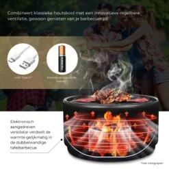Ozocozy BBQ-ONE Houtskool Tafelbarbecue - Ø30 Cm- Zwart - Incl. Draagtas, Siliconen Bakkwast En RVS-Barbecuetang -Home Keuken Winkel 1200x1200 660