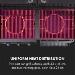 Klarstein Kingsville Double Barbecue - Houtskool- En Gasbarbecue - Smoker BBQ - Inclusief Deksels En Thermometer - Met 2 Roosters - Zwart -Home Keuken Winkel 1200x1200 672
