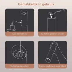 DODANA Premium Peper - & Zoutmolen Elektrisch - 1 Stuk - Pepermolen - Zoutmolen - Oplaadbaar - USB - Elektrische Pepermolen - RVS - Zwaartekracht Functie - LED Lamp - Nl Handleiding - Incl Borsteltje 17 DODANA Premium Peper - & Zoutmolen Elektrisch - 1 Stuk - Pepermolen - Zoutmolen - Oplaadbaar - USB - Elektrische Pepermolen - RVS - Zwaartekracht Functie - LED Lamp - Nl Handleiding - Incl Borsteltje -Home Keuken Winkel 1200x1200 813