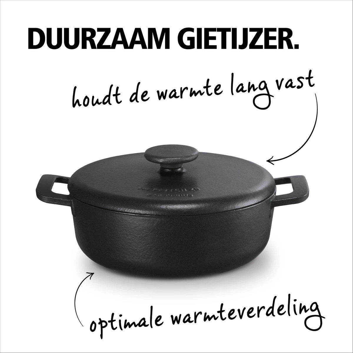 BRABANTIA THE DUTCH Gietijzeren Braadpan - Ø 28cm - MAT Zwart - Inductie 6 BRABANTIA THE DUTCH Gietijzeren Braadpan - Ø 28cm - MAT Zwart - Inductie - Afbeelding 4