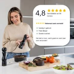 Deleca Luxe Peper En Zoutmolen Set - Met Geschenkdoos - Zout / Pepermolen - Rubberhout - Zwart & Goud -Home Keuken Winkel 1200x1200 871