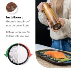 Deleca Luxe Peper En Zoutmolen Set - Zout / Pepermolen - Handmatig - Met Navul Lepel & Geschenkdoos - Acacia Hout - Rond -Home Keuken Winkel 1200x1200 876
