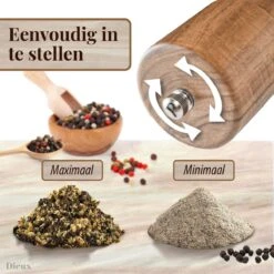 Dieux® - Peper En Zoutmolen Set - Cilinder Vorm - 22CM - Zout Peper Kruiden - 2 Stuks - Acacia Hout - Instelbare Maalgraad - Duurzaam - Luxe Kwaliteit - Hervulbaar - Pepermolen - Zoutmolen - BBQ Accesoires - Pasen -Home Keuken Winkel 1200x1200 884