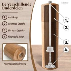 Dieux® - Peper En Zoutmolen Set - Cilinder Vorm - 22CM - Zout Peper Kruiden - 2 Stuks - Acacia Hout - Instelbare Maalgraad - Duurzaam - Luxe Kwaliteit - Hervulbaar - Pepermolen - Zoutmolen - BBQ Accesoires - Pasen -Home Keuken Winkel 1200x1200 887