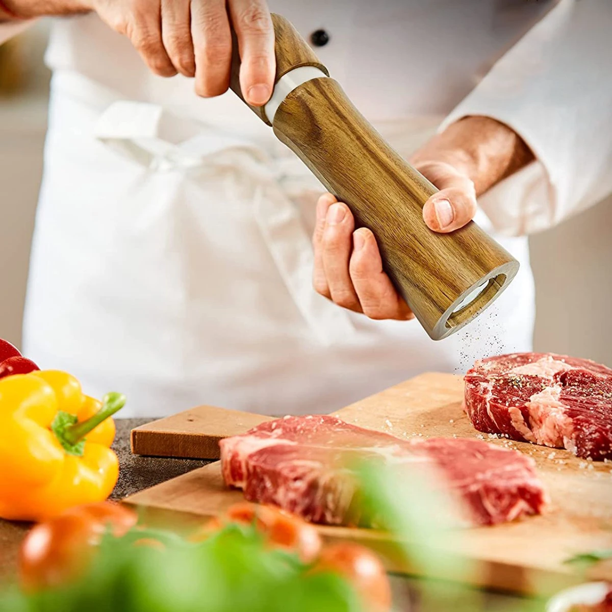 UNBOX Peper En Zoutmolen Set - Pepermolen - Zoutmolen - BBQ Accesoires - Acacia Hout - RVS 6 UNBOX Peper En Zoutmolen Set - Pepermolen - Zoutmolen - BBQ Accesoires - Acacia Hout - RVS - Afbeelding 5