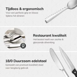 Deleca 8 Persoons Bestekset (48-delig) - Lepels, Messen, Vorken & Steakmessen - Vaatwasserbestendig - Zilver / RVS -Home Keuken Winkel 1200x1200 941