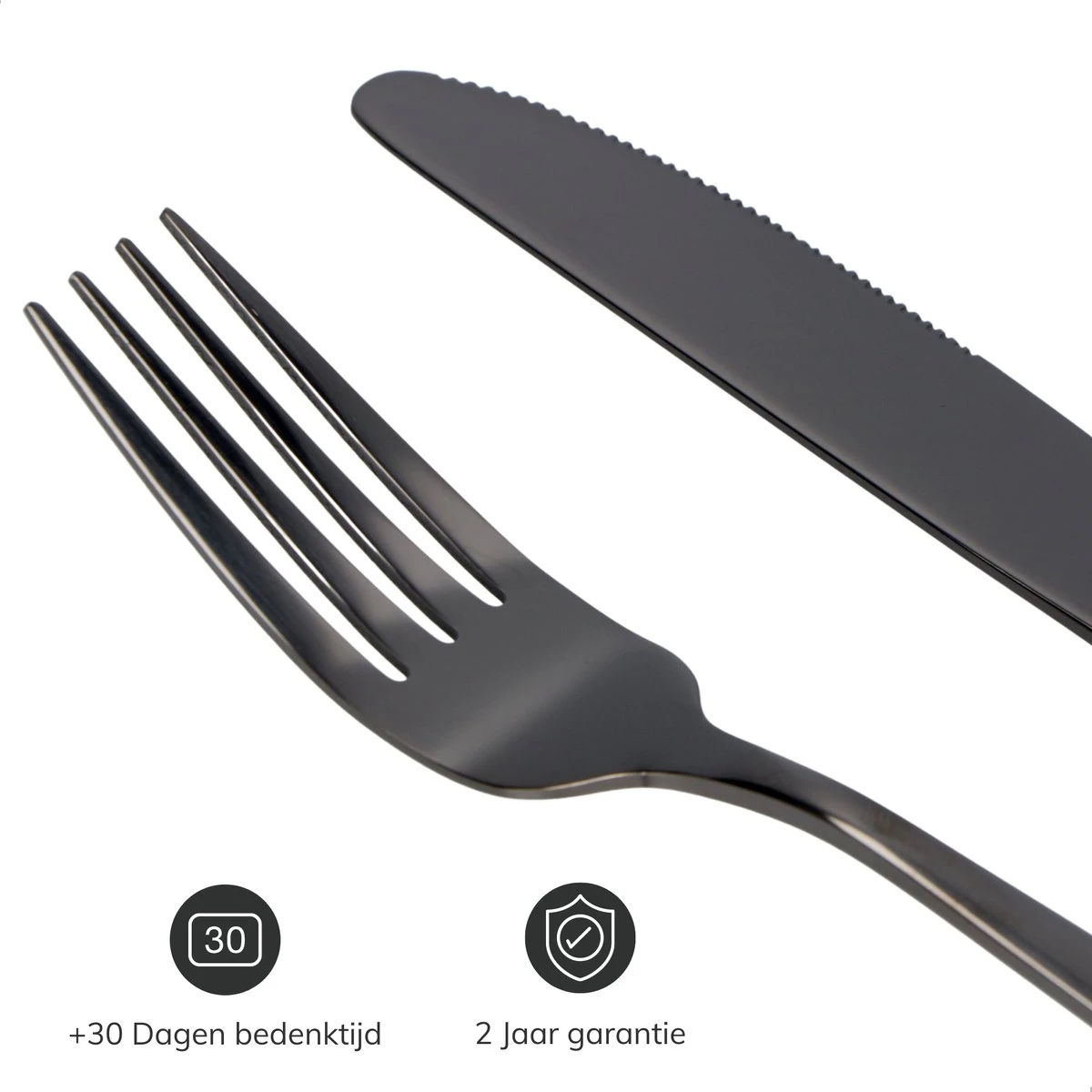 Deleca 6 Persoons Bestekset (36-delig) - Lepels, Messen, Vorken & Steakmessen - Vaatwasserbestendig - Zwart / RVS 4 Deleca 6 Persoons Bestekset (36-delig) - Lepels, Messen, Vorken & Steakmessen - Vaatwasserbestendig - Zwart / RVS - Afbeelding 2