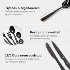 Deleca 6 Persoons Bestekset (36-delig) - Lepels, Messen, Vorken & Steakmessen - Vaatwasserbestendig - Zwart / RVS 17 Deleca 6 Persoons Bestekset (36-delig) - Lepels, Messen, Vorken & Steakmessen - Vaatwasserbestendig - Zwart / RVS -Home Keuken Winkel 1200x1200 966